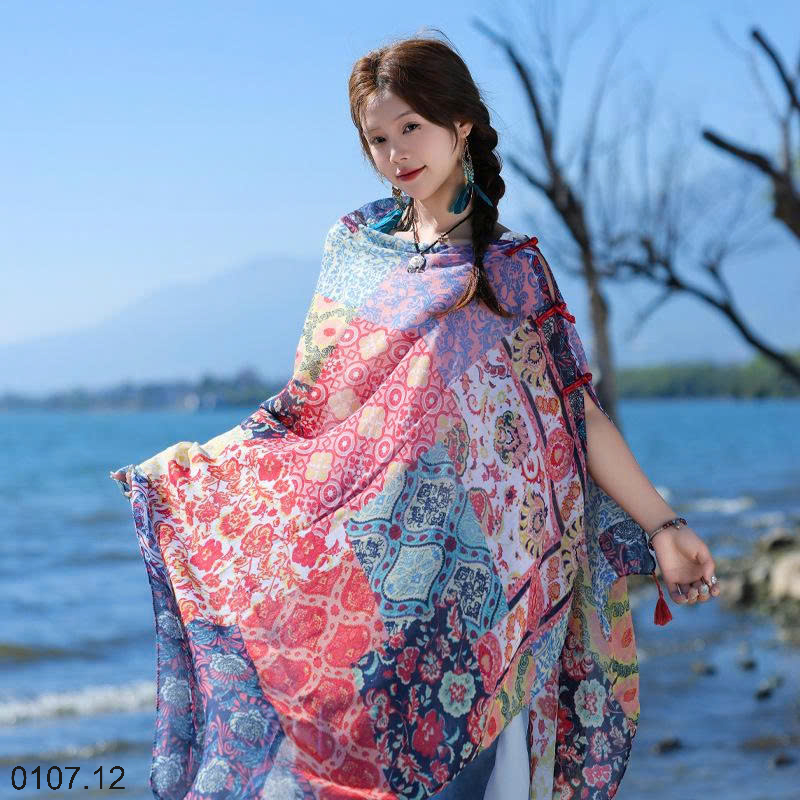 26HA0107.12 - KHĂN CHOÀNG MỎNG HOẠ TIẾT