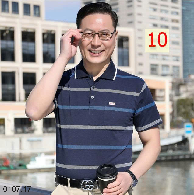 26HA0107.17 - ÁO POLO KẺ TRUNG NIÊN NAM