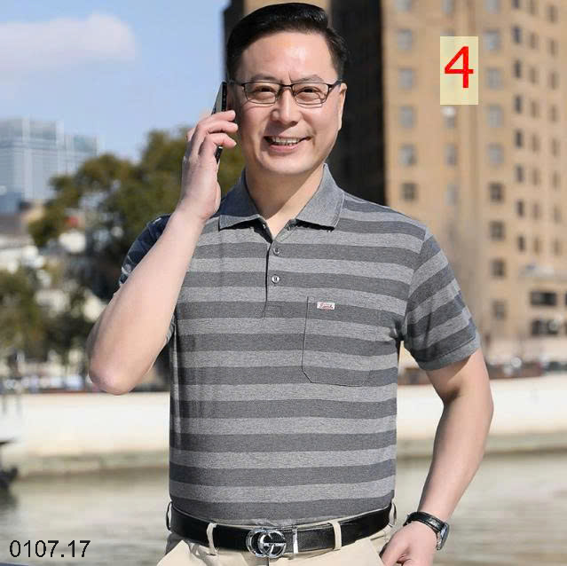 26HA0107.17 - ÁO POLO KẺ TRUNG NIÊN NAM