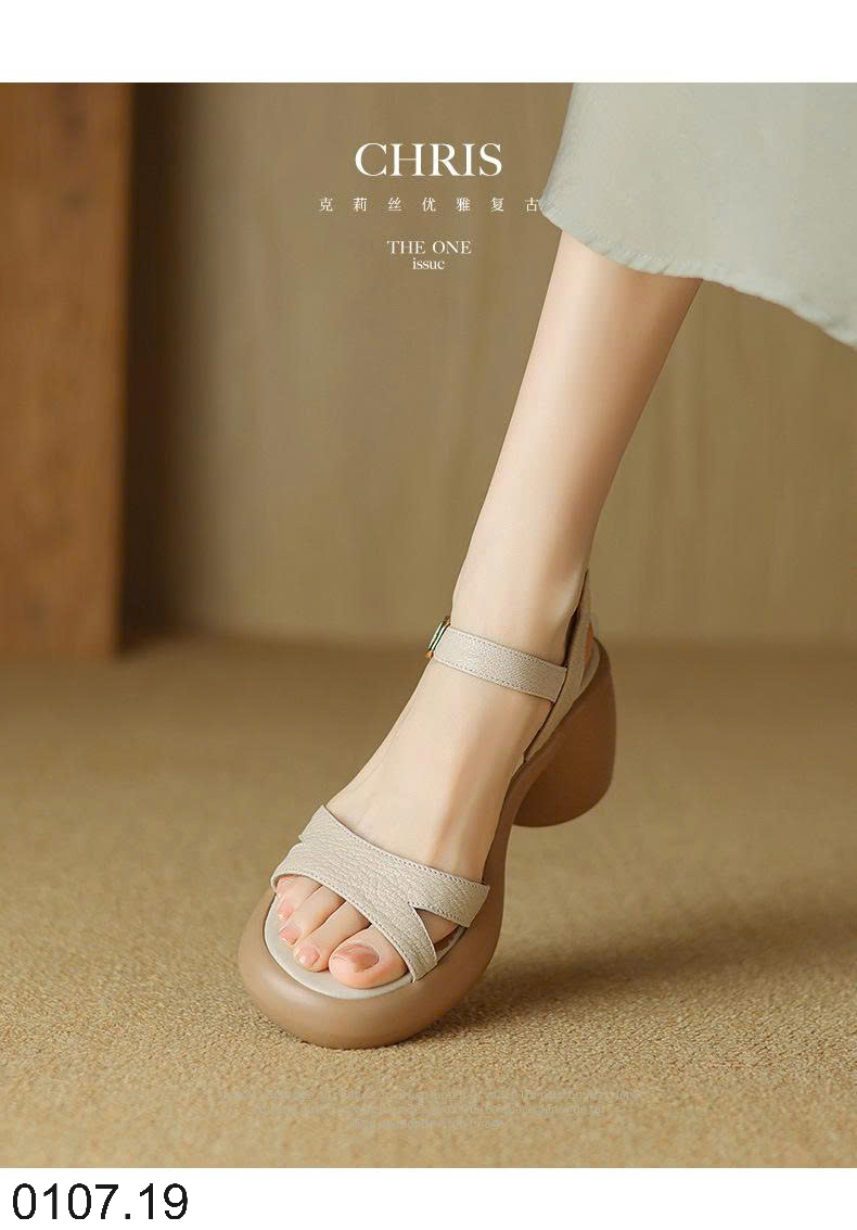 26HA0107.19 - SANDAL CAO GÓT ĐẾ VUÔNG