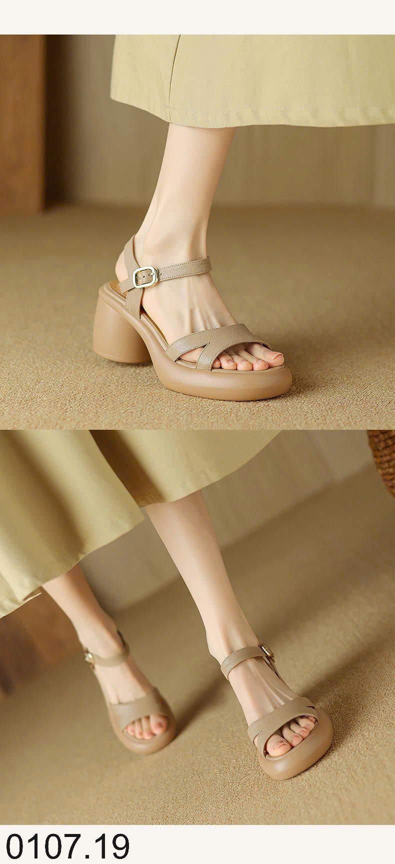 26HA0107.19 - SANDAL CAO GÓT ĐẾ VUÔNG