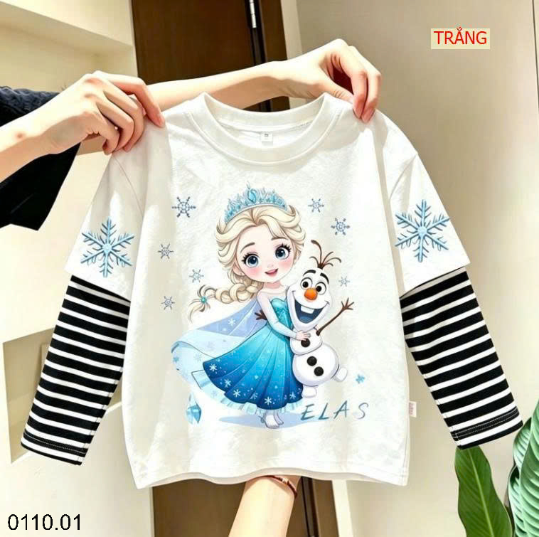 26HA0110.01 - ÁO THU ĐÔNG PHỐI TAY KẺ ELSA BÉ GÁI