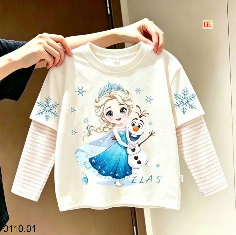 26HA0110.01 - ÁO THU ĐÔNG PHỐI TAY KẺ ELSA BÉ GÁI
