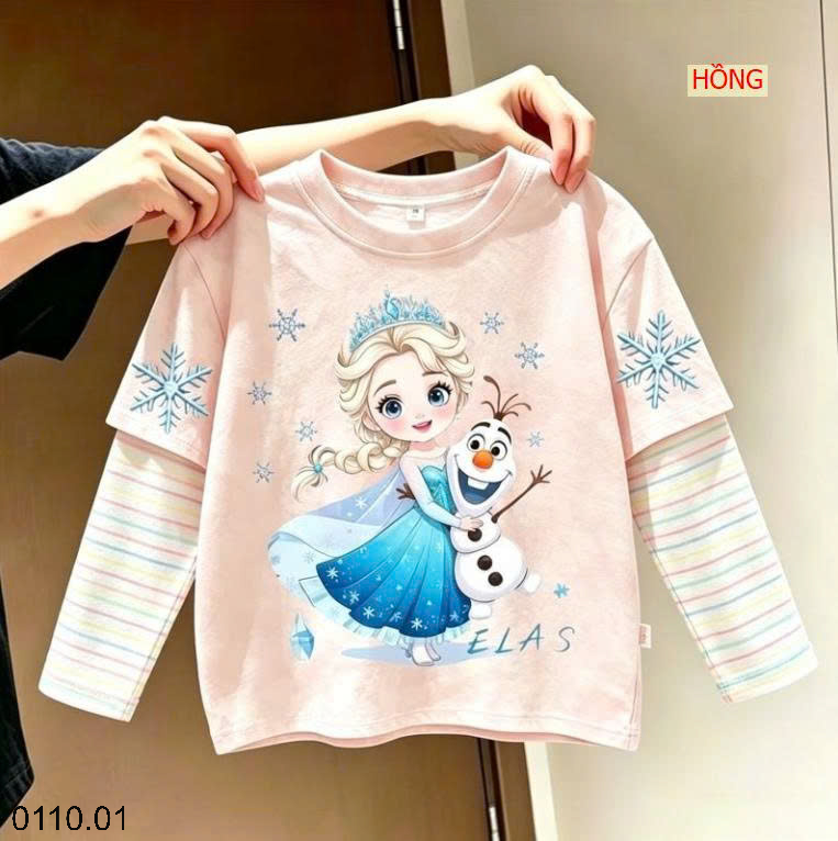 26HA0110.01 - ÁO THU ĐÔNG PHỐI TAY KẺ ELSA BÉ GÁI
