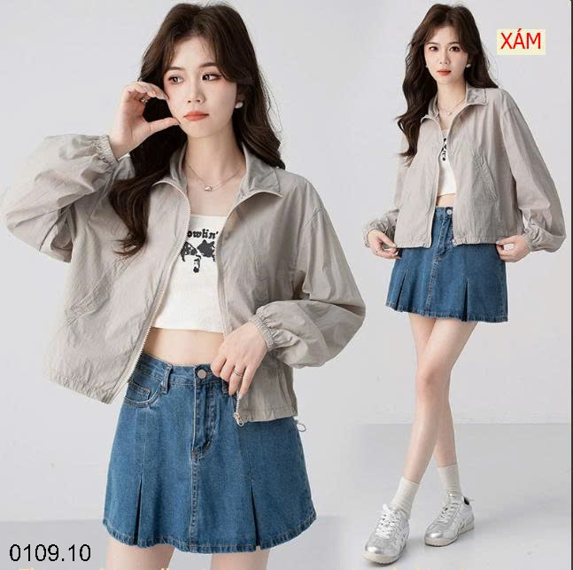 26HA0110.10 - ÁO KHOÁC CHỐNG NẮNG CHỐNG GIÓ MỎNG DÁNG NGẮN