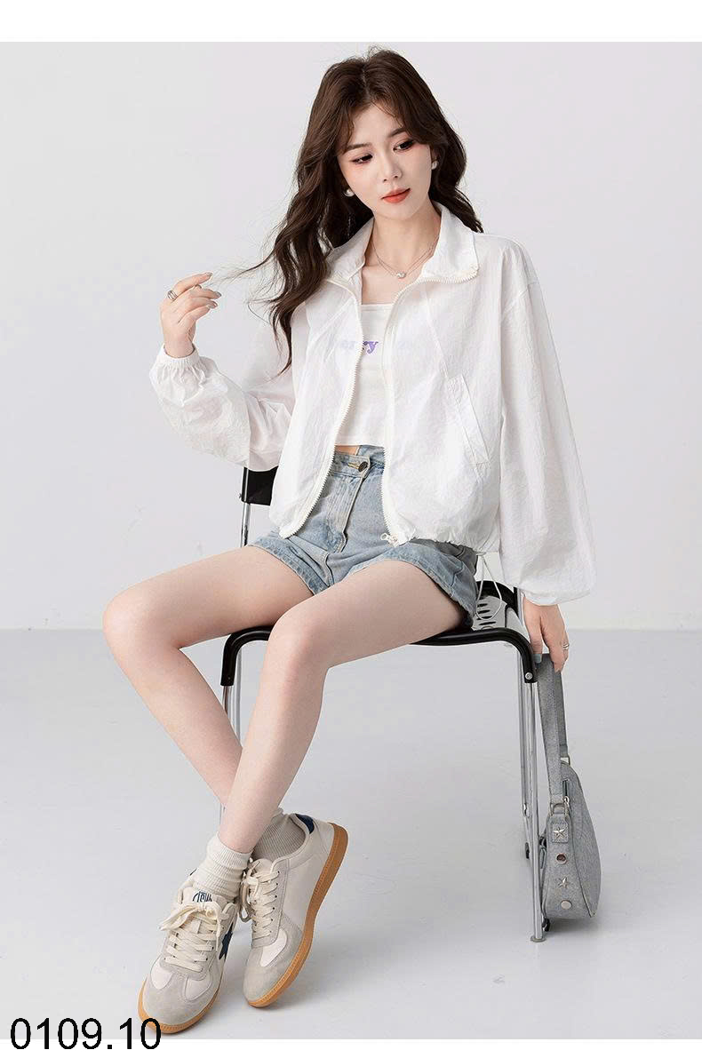 26HA0110.10 - ÁO KHOÁC CHỐNG NẮNG CHỐNG GIÓ MỎNG DÁNG NGẮN
