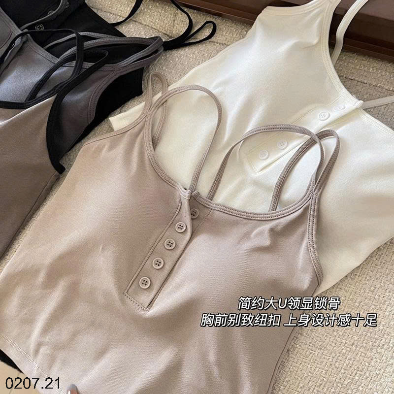 26HA0207.21 -ÁO 2 DÂY ĐAN LƯNG CÚC NGỰC KÈM BRA NỮ