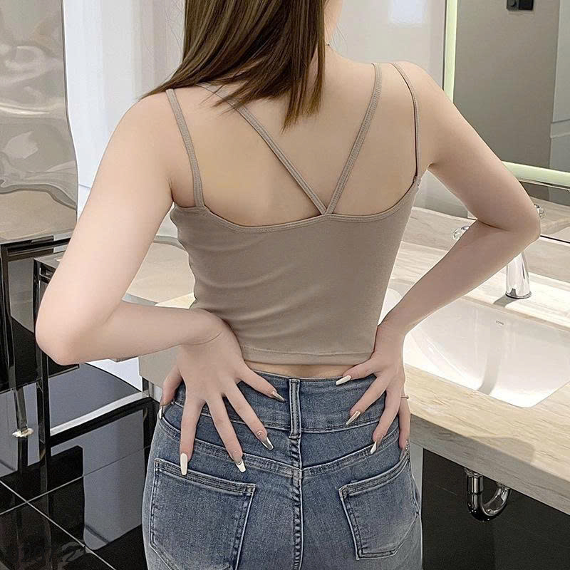 26HA0207.21 -ÁO 2 DÂY ĐAN LƯNG CÚC NGỰC KÈM BRA NỮ
