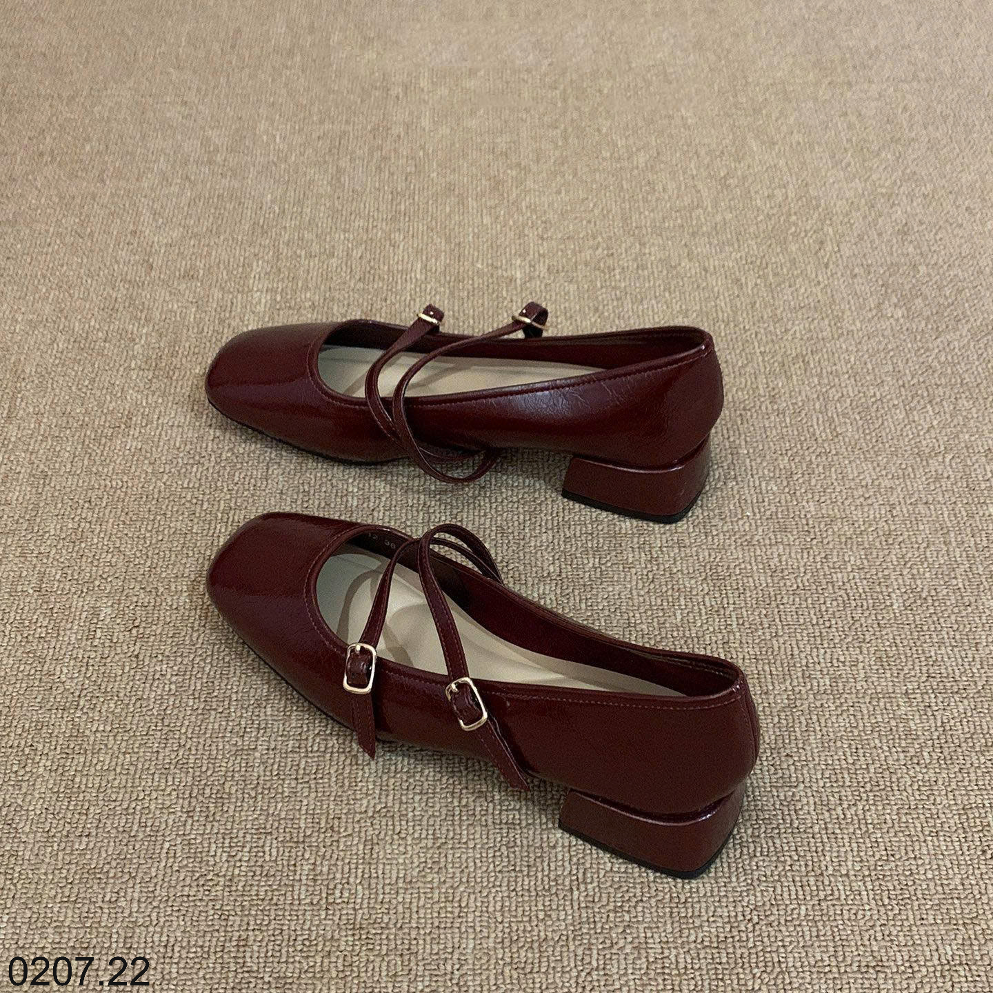 26HA0207.22 - GIÀY MARRY JANE 2 DÂY ĐẾ VUÔNG