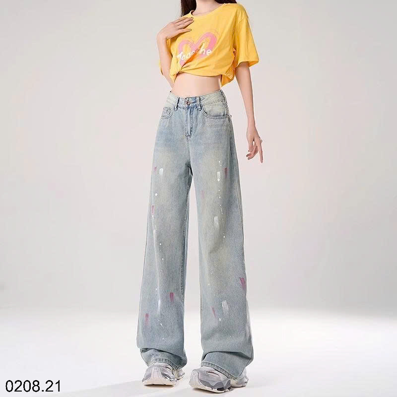 26HA0208.21 - QUẦN JEAN ỐNG RỘNG VẢY MỰC