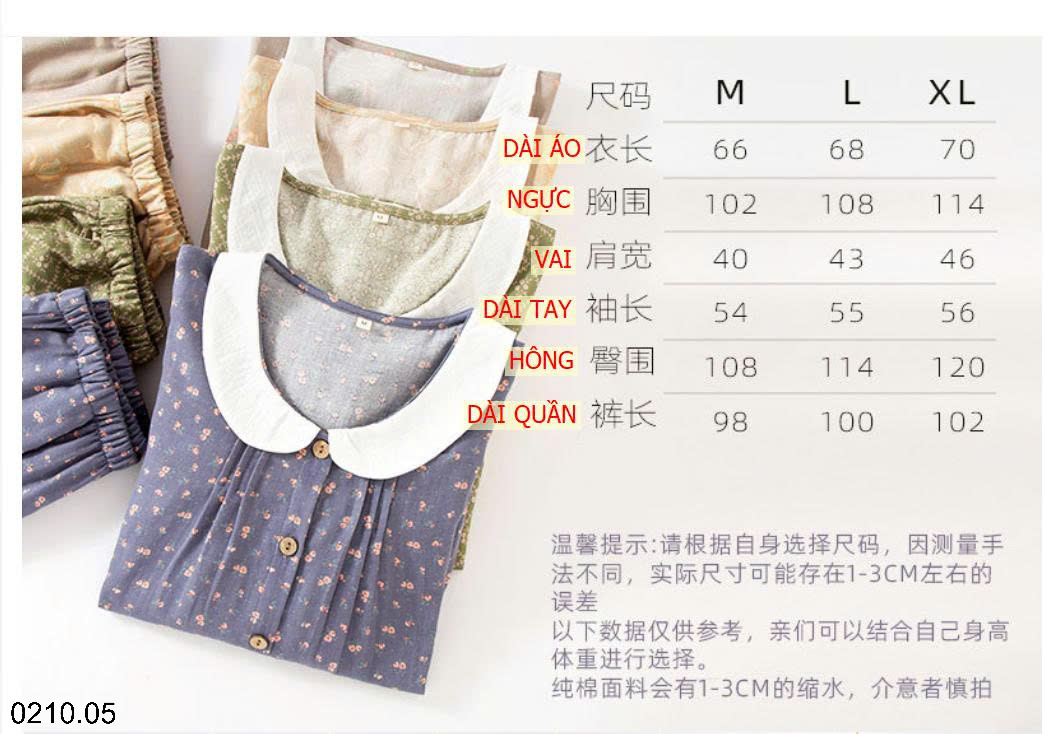 26HA0210.05 - ĐỒ MẶC NHÀ BẰNG VẢI COTTON MỎNG NGUYÊN CHẤT