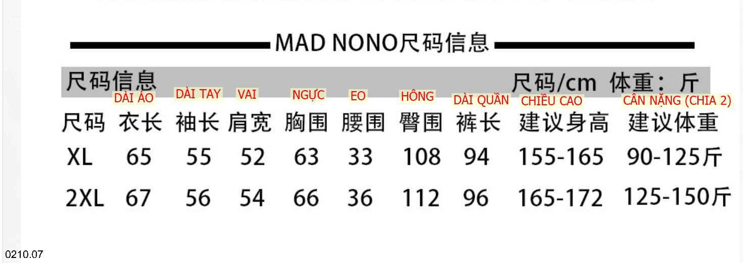 26HA0210.07 - BỘ ĐỒ NGỦ KIỂU HÀN QUỐC MAD NONO