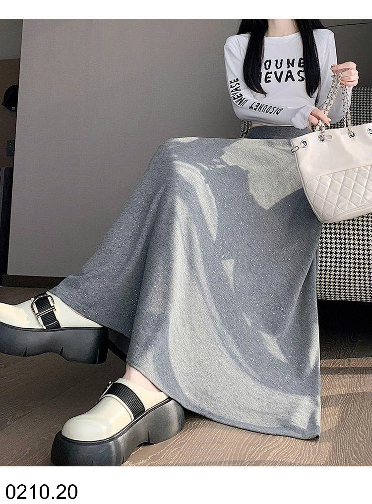 26HA0210.20 - CHÂN VÁY XÒE CHỮ A SEQUINS DÁNG DÀI