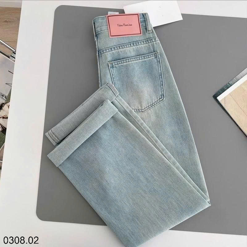 26HA0308.02 - QUẦN JEAN NHÃN HỒNG ỐNG RỘNG