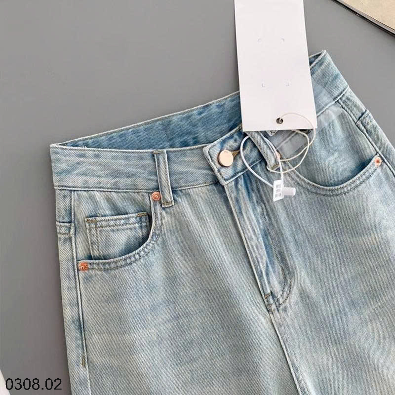 26HA0308.02 - QUẦN JEAN NHÃN HỒNG ỐNG RỘNG