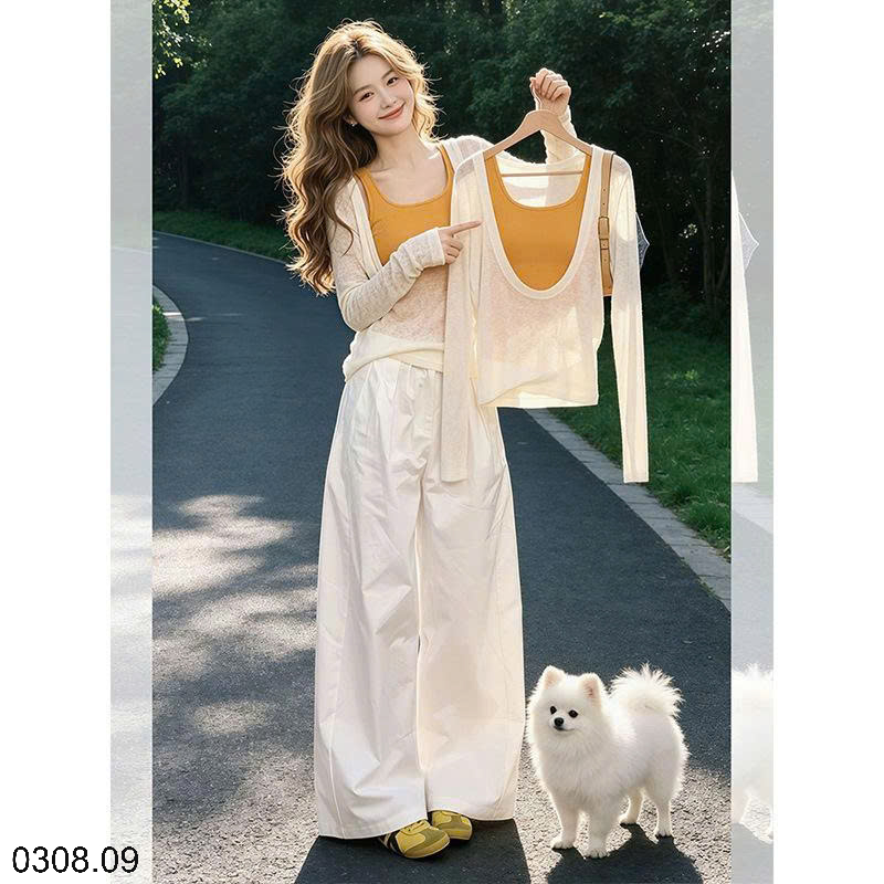 26HA0308.09 - SET ÁO 2 ẢNH TRẮNG CAM NỮ