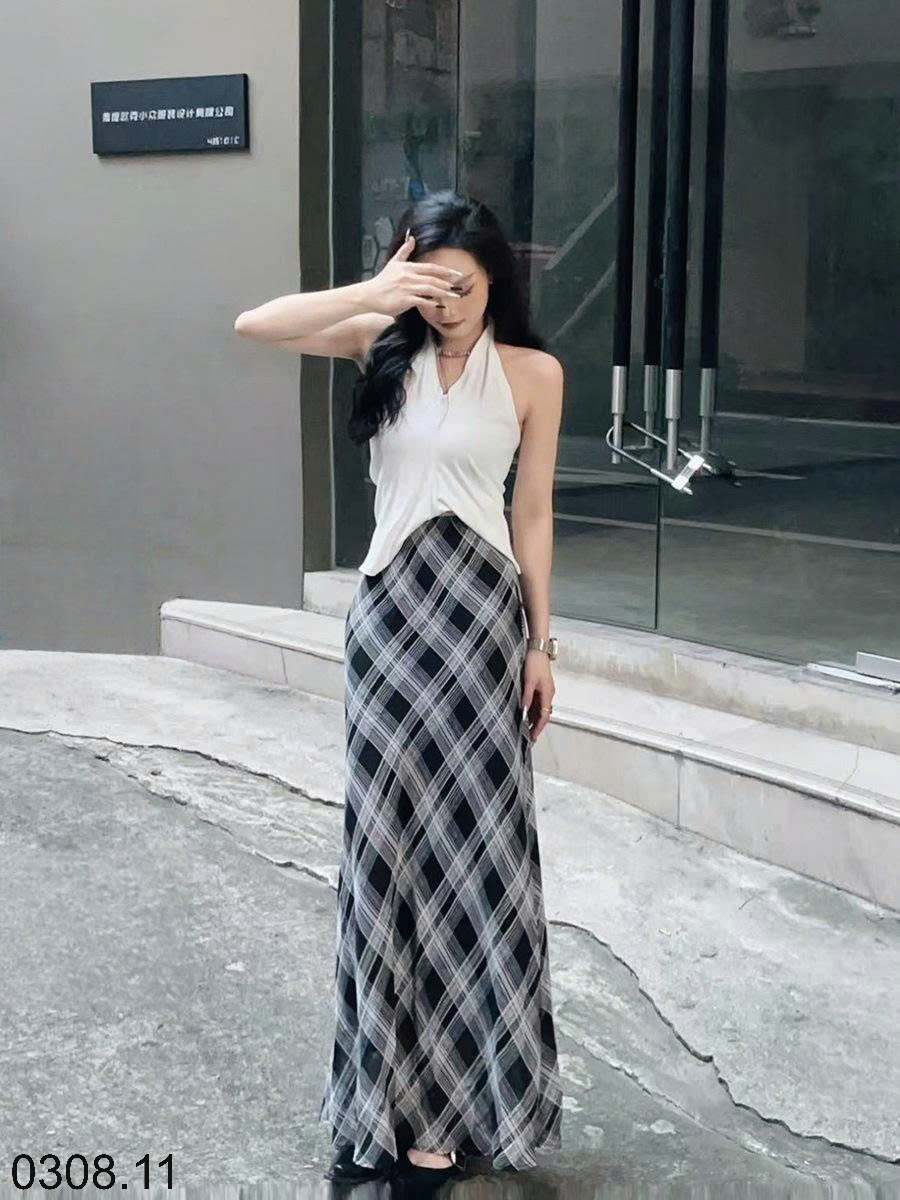 26HA0308.11 - CHÂN VÁY KẺ ĐUÔI CÁ ANNA
