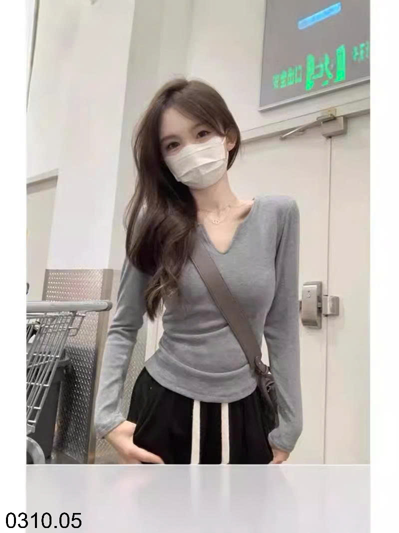 26HA0310.05 - ÁO THUN CỔ V KÈM BRA NỮ