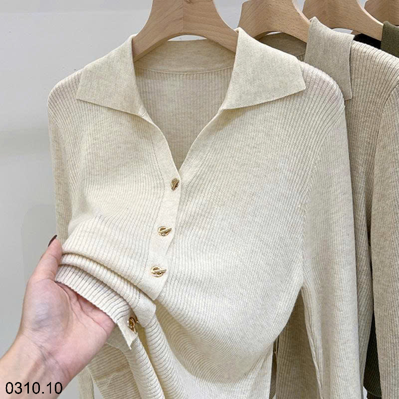 26HA0310.10 - ÁO LEN CỔ POLO DỆT KIM THU ĐÔNG