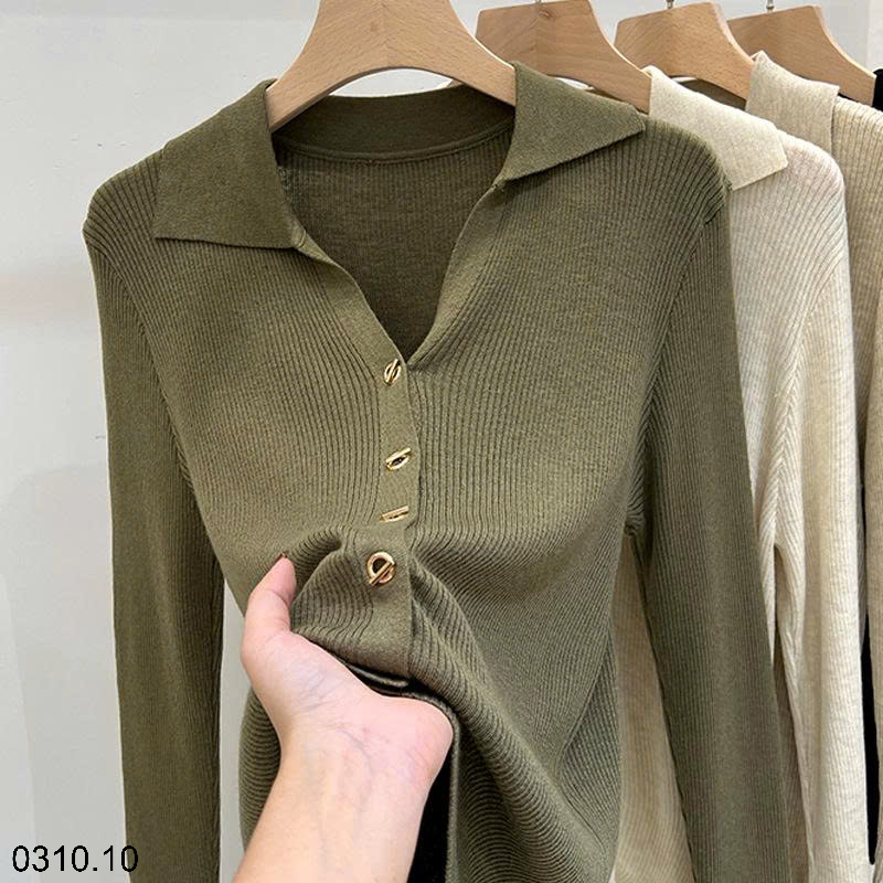26HA0310.10 - ÁO LEN CỔ POLO DỆT KIM THU ĐÔNG