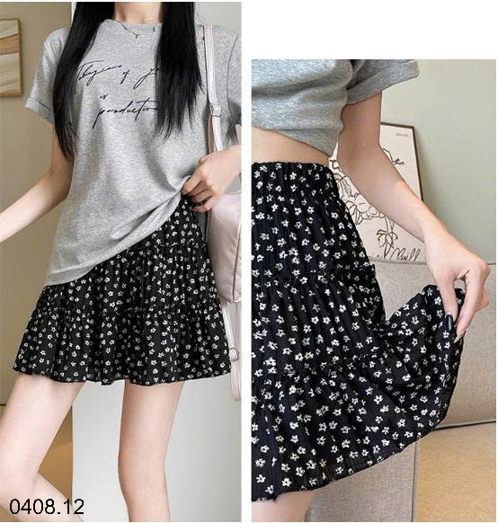 26HA0408.12 - CHÂN VÁY BABYDOLL HOA NHÍ NỮ