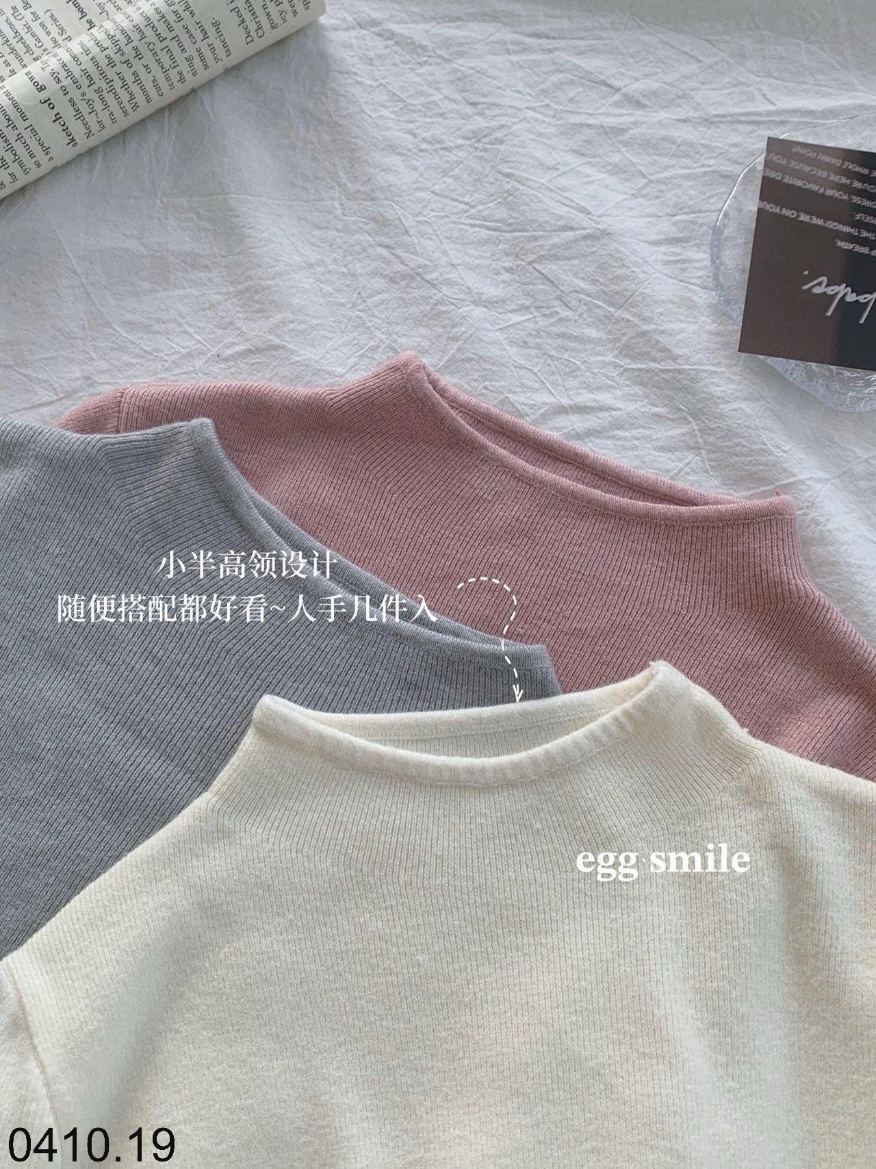 26HA0410.19 - ÁO LEN CỔ TRỤ HÀN QUỐC EGG