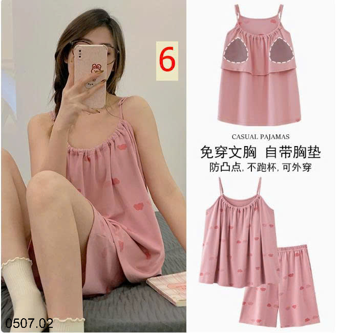 26HA0507.02 - BỘ HAI DÂY NỮ COTTON KÈM ĐỆM NGỰC