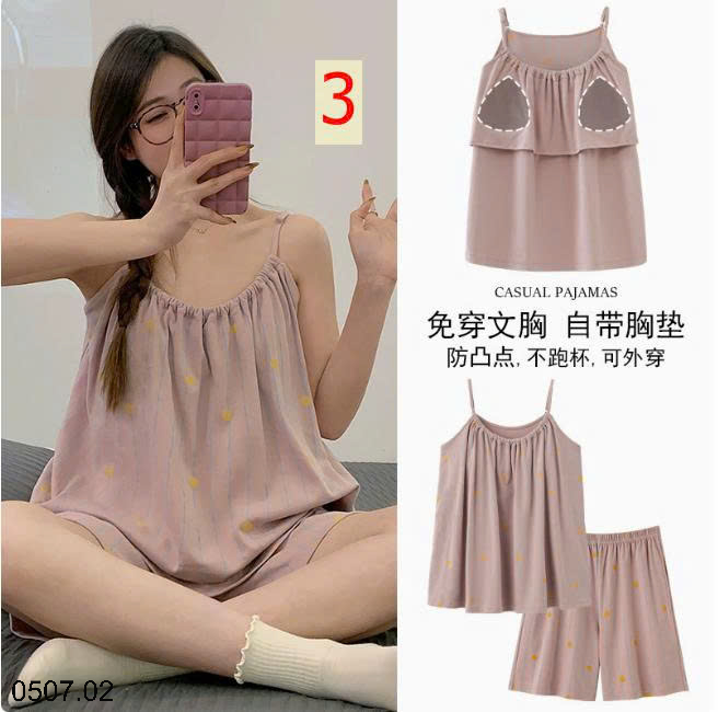 26HA0507.02 - BỘ HAI DÂY NỮ COTTON KÈM ĐỆM NGỰC