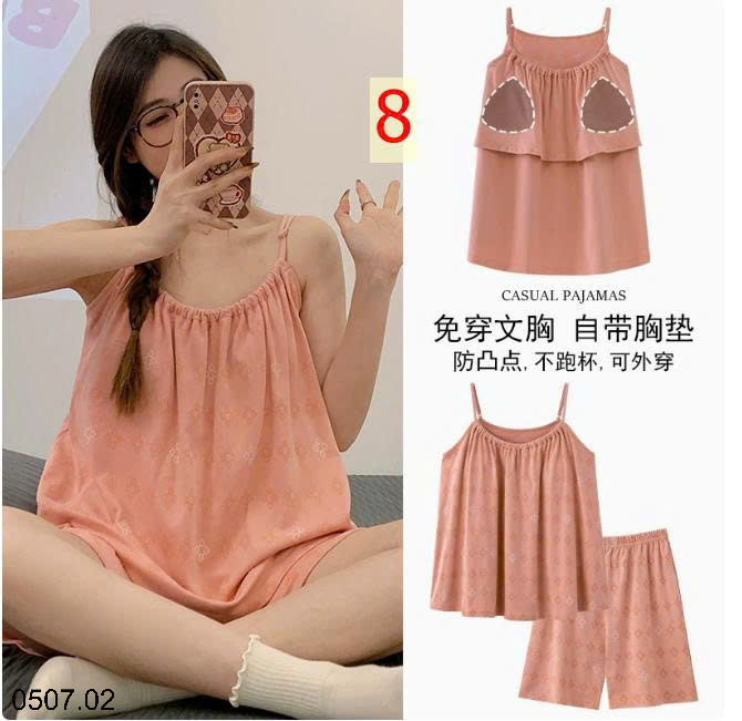 26HA0507.02 - BỘ HAI DÂY NỮ COTTON KÈM ĐỆM NGỰC