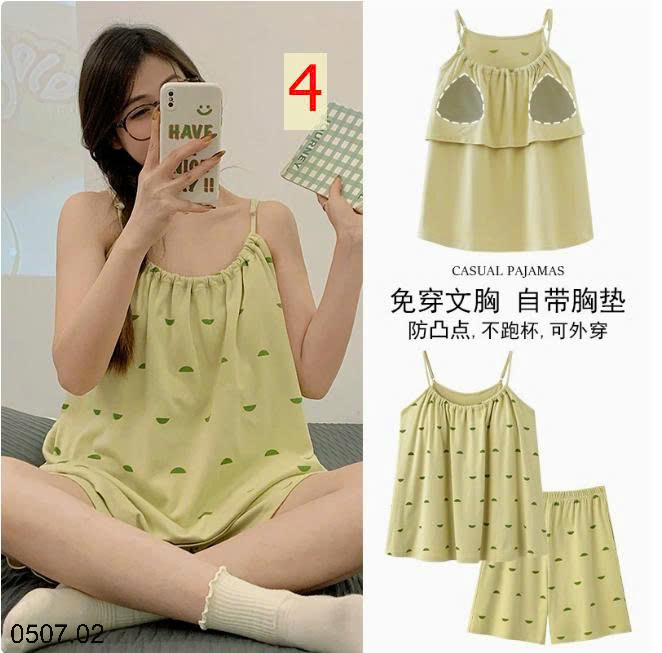 26HA0507.02 - BỘ HAI DÂY NỮ COTTON KÈM ĐỆM NGỰC