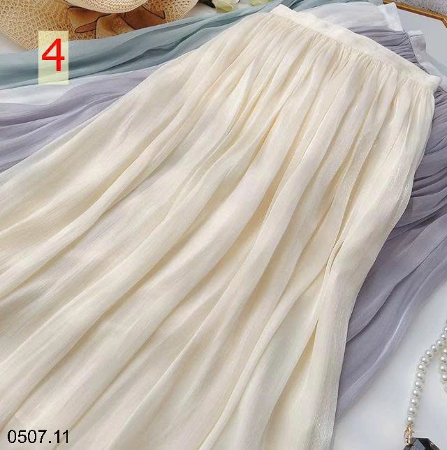 26HA0507.11 - CHÂN VÁY XẾP LY MIDI TƠ LỤA NHÀ ANNA