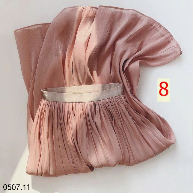 26HA0507.11 - CHÂN VÁY XẾP LY MIDI TƠ LỤA NHÀ ANNA