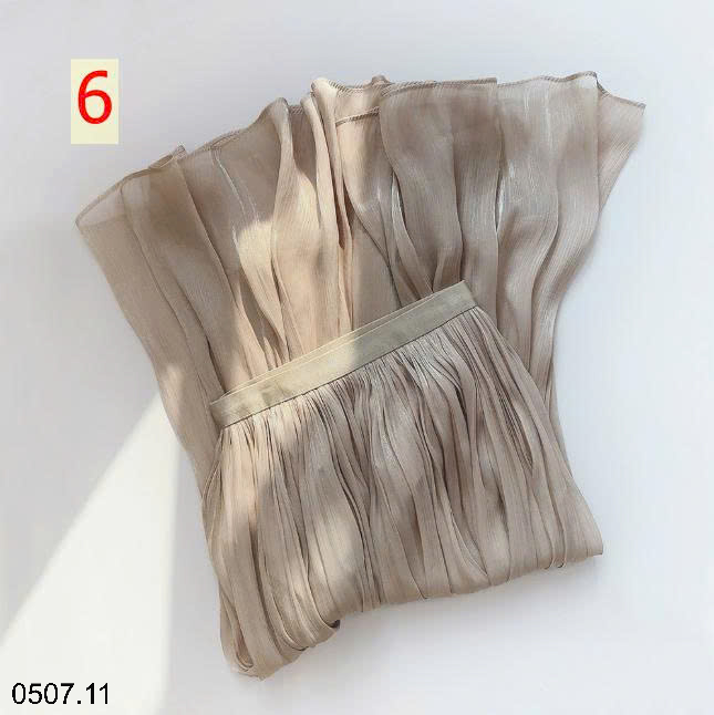 26HA0507.11 - CHÂN VÁY XẾP LY MIDI TƠ LỤA NHÀ ANNA