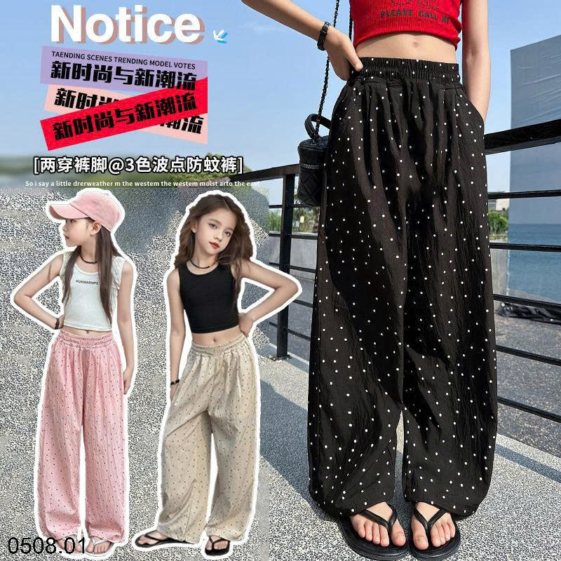 26HA0508.01 - QUẦN DÀI ỐNG XUÔNG CHẤM BI SIZE ĐẠI BÉ GÁI