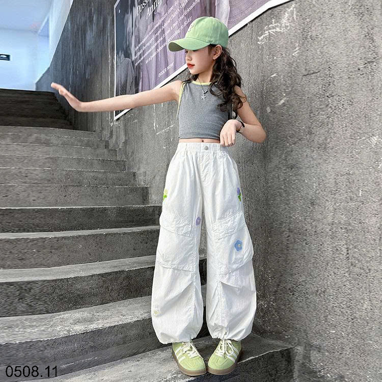 26HA0508.11 - QUẦN TÚI HỘP THÊU HOA SIZE ĐẠI BÉ GÁI