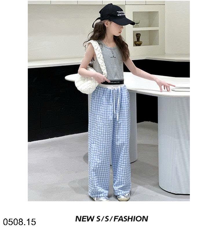 26HA0508.15 - QUẦN KẺ CARO SIZE ĐẠI BÉ GÁI