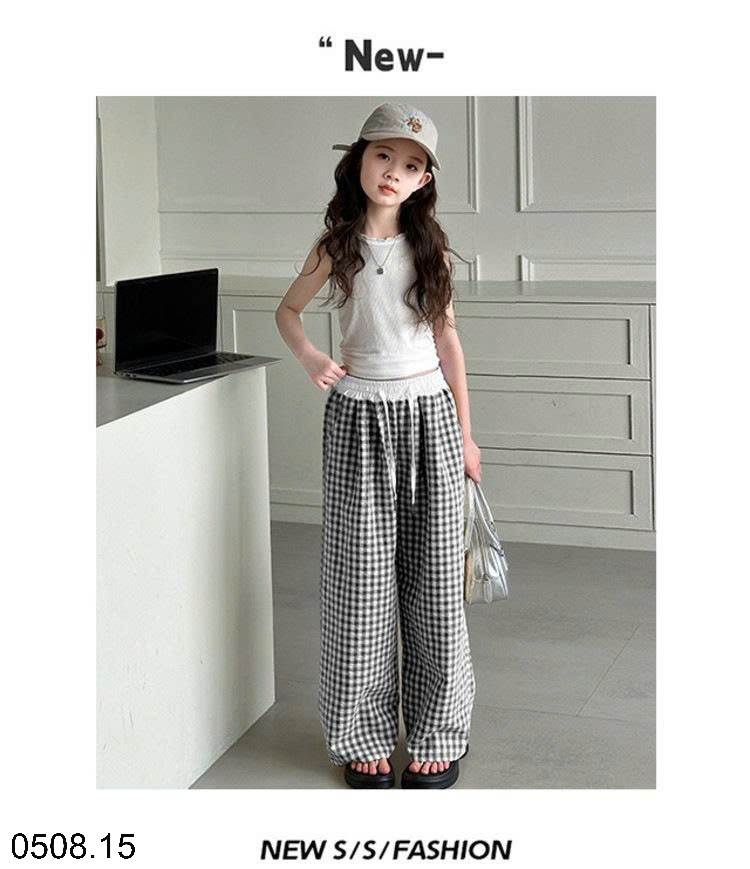 26HA0508.15 - QUẦN KẺ CARO SIZE ĐẠI BÉ GÁI