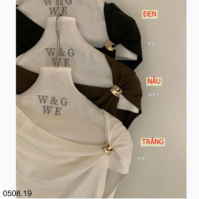26HA0508.19 - ÁO THUN LỆCH VAI CÀI CÚC 3D WGWE