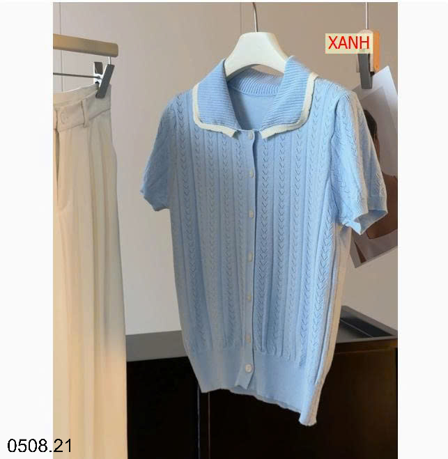26HA0508.21 - ÁO CARDIGAN DỆT KIM CỔ BẺ KIỂU HÀN