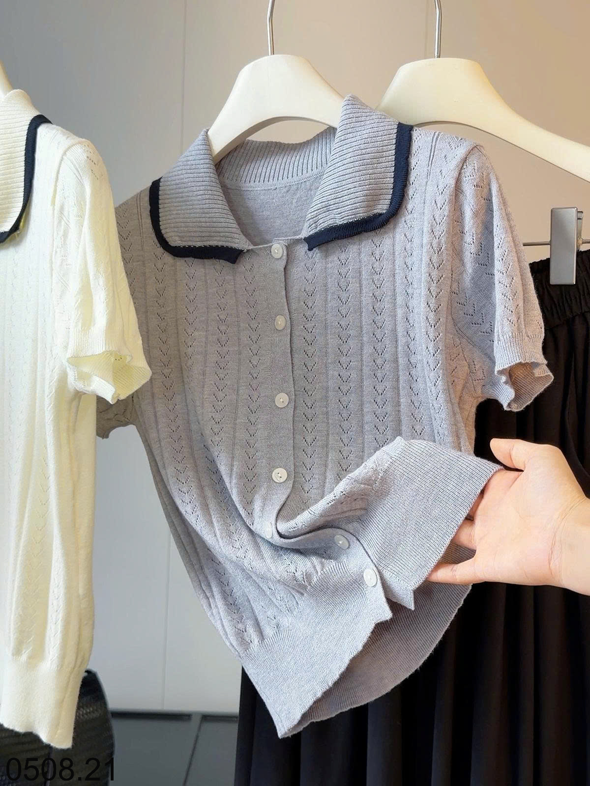 26HA0508.21 - ÁO CARDIGAN DỆT KIM CỔ BẺ KIỂU HÀN