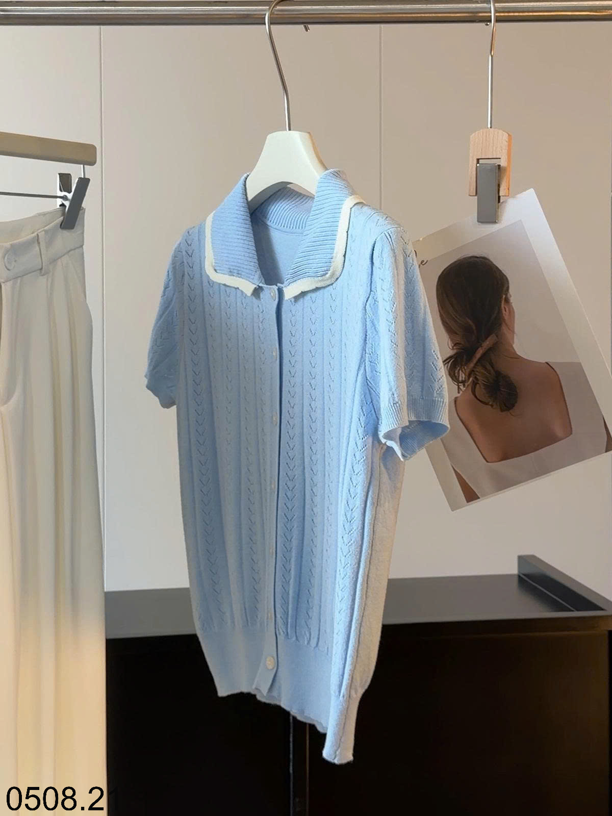 26HA0508.21 - ÁO CARDIGAN DỆT KIM CỔ BẺ KIỂU HÀN