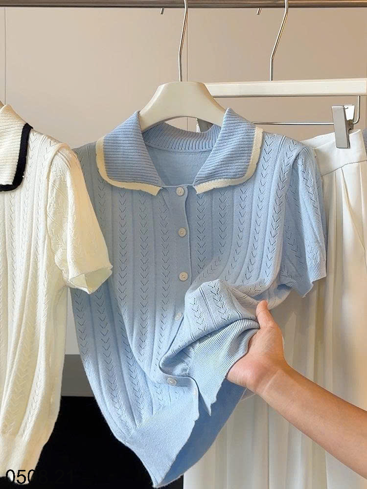 26HA0508.21 - ÁO CARDIGAN DỆT KIM CỔ BẺ KIỂU HÀN