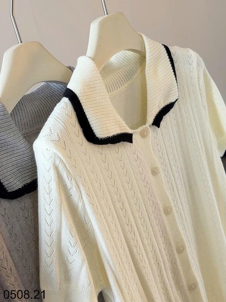 26HA0508.21 - ÁO CARDIGAN DỆT KIM CỔ BẺ KIỂU HÀN