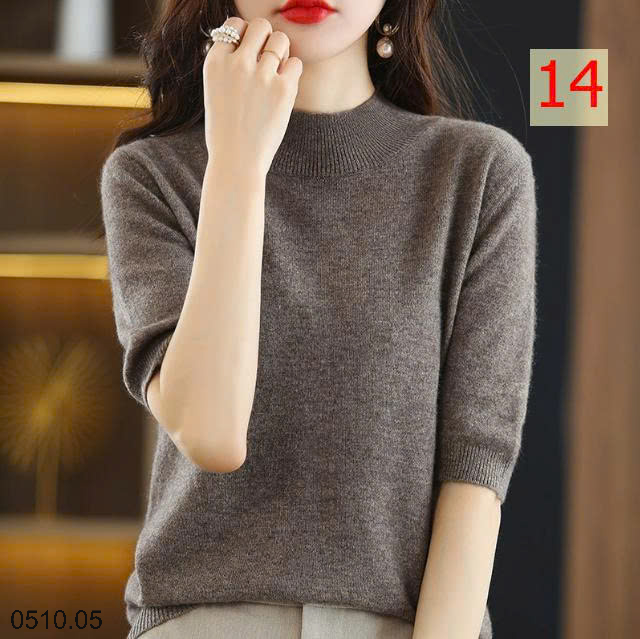26HA0510.05 - ÁO LEN CỔ LỌ NỮ TAY LỬNG