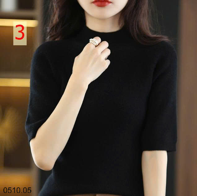 26HA0510.05 - ÁO LEN CỔ LỌ NỮ TAY LỬNG