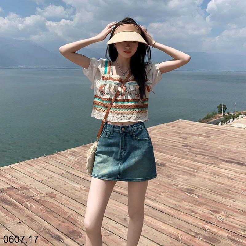26HA0607.17 - CHÂN VÁY CHỮ A DENIM NỮ