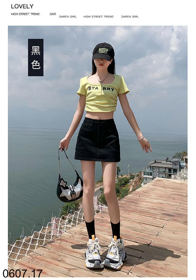 26HA0607.17 - CHÂN VÁY CHỮ A DENIM NỮ