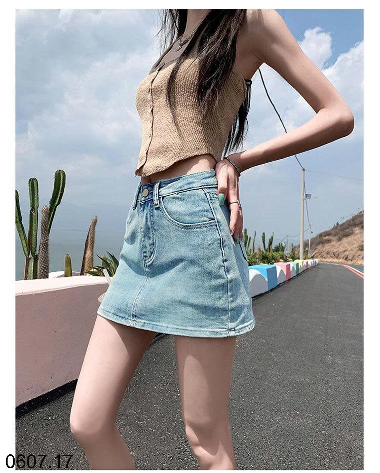 26HA0607.17 - CHÂN VÁY CHỮ A DENIM NỮ
