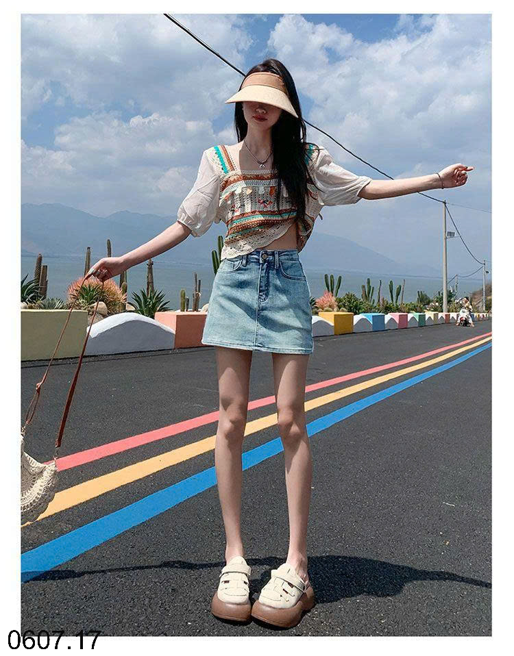 26HA0607.17 - CHÂN VÁY CHỮ A DENIM NỮ