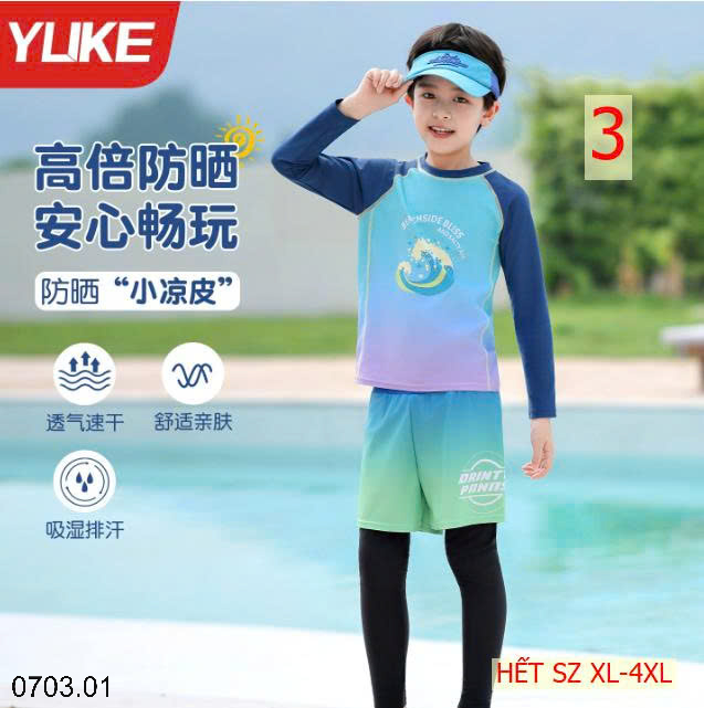 26HA0703.01 - BỘ BƠI DÀI TAY QUẢNG CHÂU CAO CẤP BÉ TRAI SIZE ĐẠI